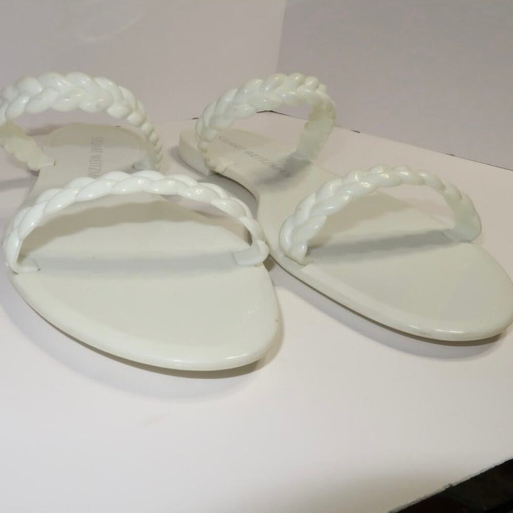 Stuart Weitzman Branded Rubber Jelly Slides White… - image 3